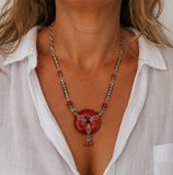 Handmade sterling silver and Coral statement necklace