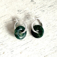 Semi precious gemstones on Hoop Earrings