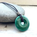 Natural Chrysoprase Sterling Silver Necklace - Minimalist Green Gemstone Pendant