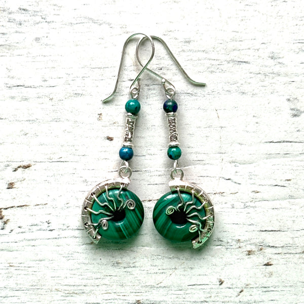 Malachite Lyra earrings