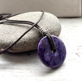 Charoite pendant with sterling silver