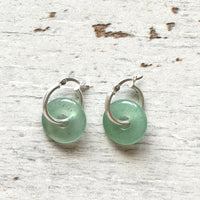 Semi precious gemstones on Hoop Earrings