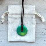 Natural Chrysoprase Sterling Silver Necklace - Minimalist Green Gemstone Pendant