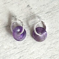 Semi precious gemstones on Hoop Earrings