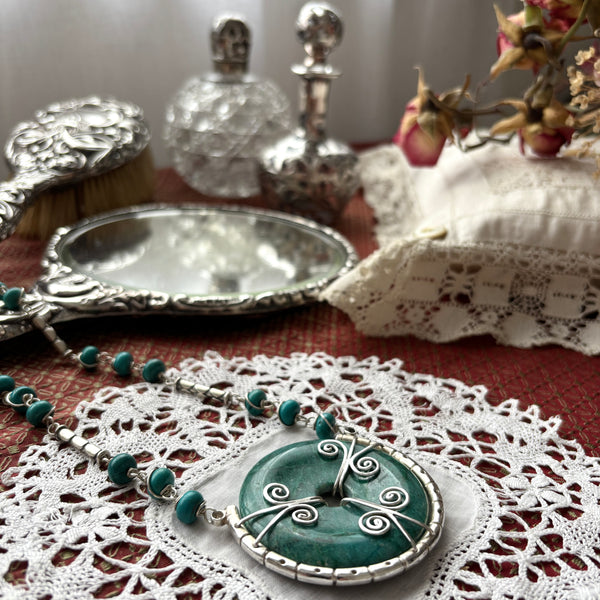 Chrycocolla Turquoise choker pendant