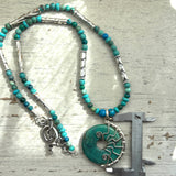 Natural Turquoise Sterling Silver Necklace - Handmade one-of-a-kind Collection