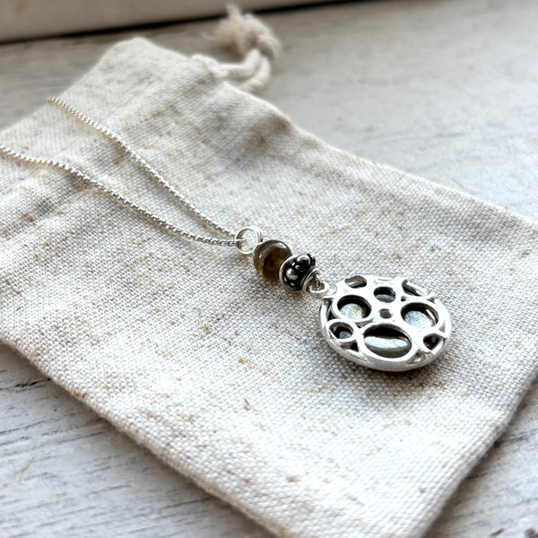 Tiny Pyrite moonscape necklace