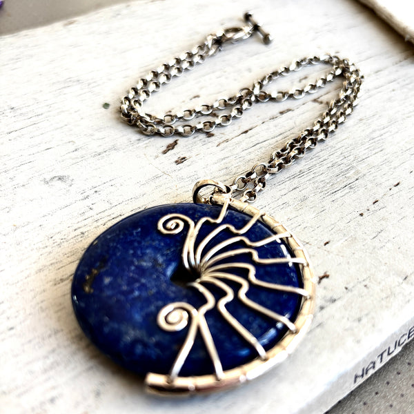 Large Lapis Lazuli Lyra necklace