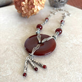 Handmade sterling silver and Carnelian statement necklace,