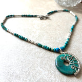 Natural Turquoise Sterling Silver Necklace - Handmade one-of-a-kind Collection