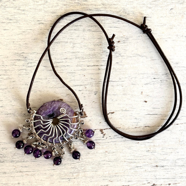 Charoite boho choker