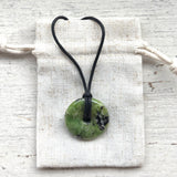 Natural Chrysoprase Sterling Silver Necklace - Minimalist Green Gemstone Pendant
