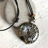 Labradorite lyra pendant