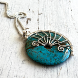 Large natural Turquoise lyra necklace