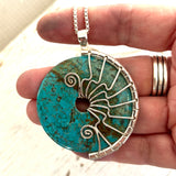 Large natural Turquoise lyra necklace