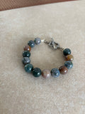 Chunky Moss Agate and Silver Bracelet