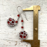 Red Carnelian and silver drop earrings