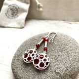 Red Carnelian and silver drop earrings