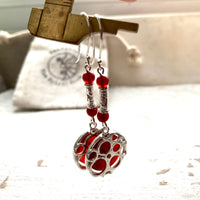Red Carnelian and silver drop earrings