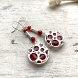 Red Carnelian and silver drop earrings