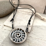 Hematite Fossil necklace on Leather