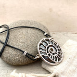 Ammonite choker necklace on Leather