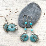 Amazonite  Fossil earrings