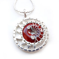 Carnelian Eclipse Pendant in Handcrafted Silver