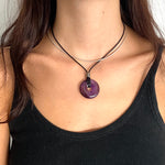 Amethyst and leather necklace