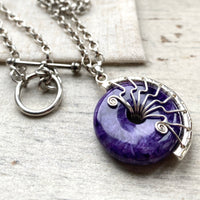 charolite and Silver Lyra necklace
