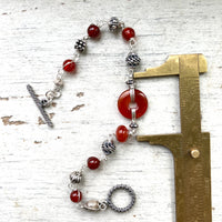 Silver and Carnelian linked  bracelet
