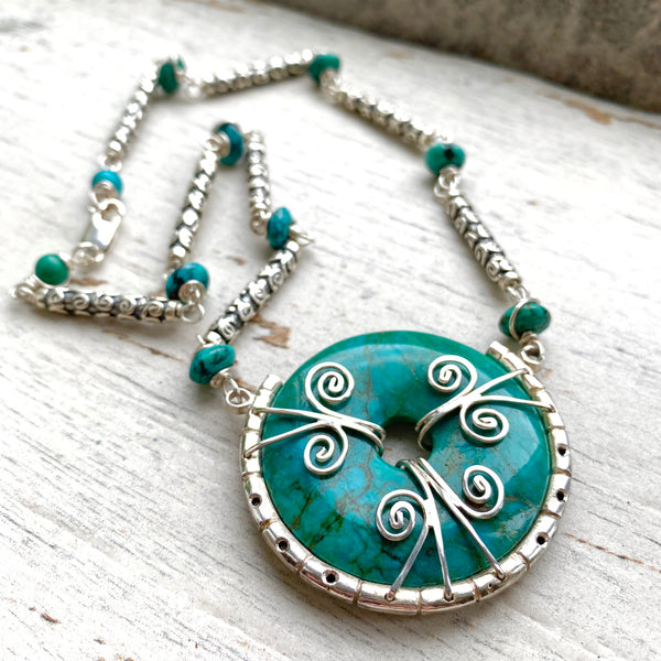 Chrycocolla statement necklace