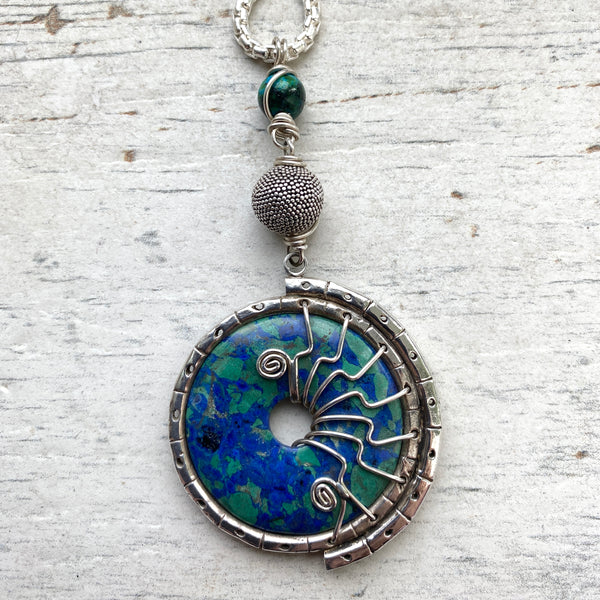 Large Azurite Malachite Pendant