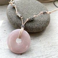 Rose quartz beaded necklace