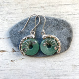 Aventurine Silver Fossil earrings