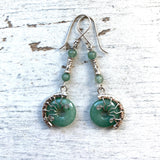 Aventurine Silver Fossil earrings