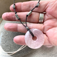 Rose quartz beaded necklace