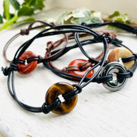 Selection of Leather adjustable Gemstone bracelets