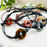 Selection of Leather adjustable Gemstone bracelets