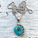 Tiny Amazonite fossil pendant