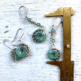 Aventurine Silver Fossil earrings