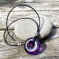 Amethyst and leather necklace
