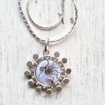 Silver Flower necklace in Blue Lace agate