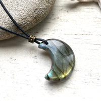 Labradorite Moon Pendant