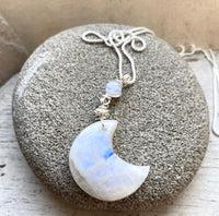 Gemstone moon necklace