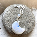 Gemstone moon necklace