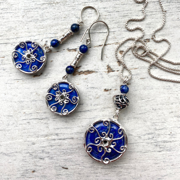 Lapis Lazuli earring and necklace set