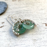 Aventurine Silver Fossil earrings