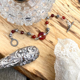 Silver and Carnelian linked  bracelet