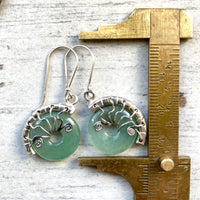 Aventurine Silver Fossil earrings